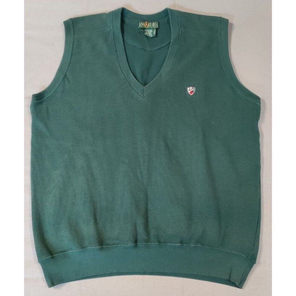 A.M. Player Sleeveless Sweater Vest Golf Pullover Mens L Cotton/Polyester